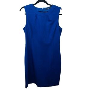 Tahari Sheath Dress Womens 10 Royal Blue Sleeveless Lined Career Formal Cocktail